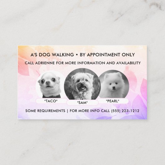 犬歩くQRコード写真名刺 名刺 (裏面)