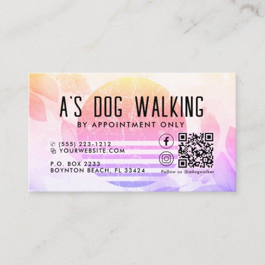 犬歩くQRコード写真名刺 名刺 (正面)