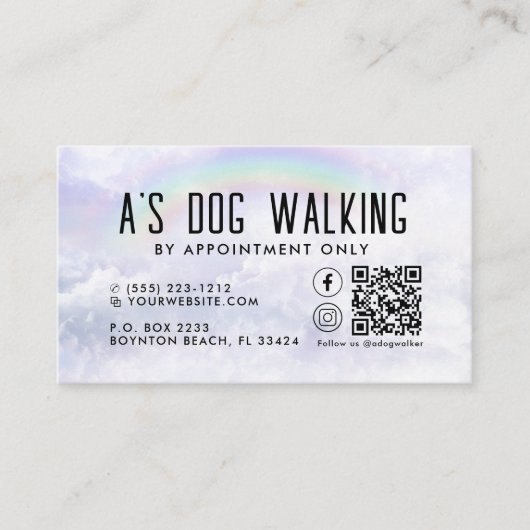 犬歩くQRコード写真名刺 名刺 (正面)