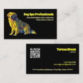 犬気にグルーミングブラックQR 名刺 (正面/裏面)