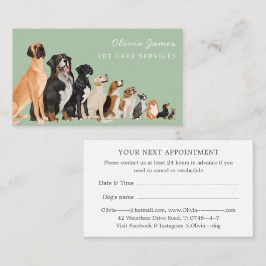 犬気にサービス次アポイントメント名刺 名刺 (正面/裏面)