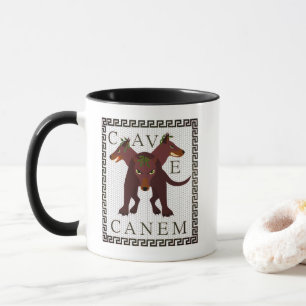 「犬注意"「Cave Canem」ギリシャローマンイメージ マグカップ