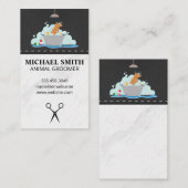 犬洗いペットグルーミング犬アイコン 名刺 (正面/裏面)
