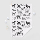 犬派のヴィンテージブラック&ホワイト種々種 ゴルフタオル (インサイチュ)