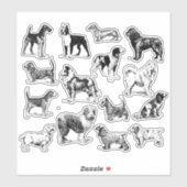 犬派のヴィンテージブラック&ホワイト種々種 シール (シート)