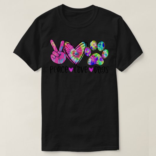 犬派平和愛犬絞り染め救助子犬GIF Tシャツ (デザイン正面)