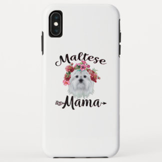 犬派|かわいいマルチーズママドッグフラワーズ花模様 iPhone XS MAXケース