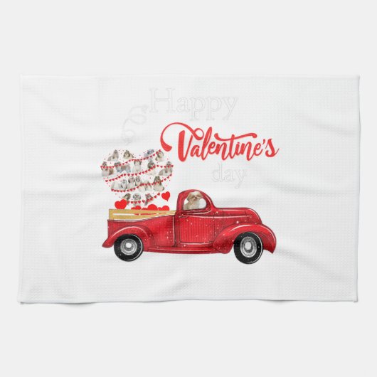 犬派| Happly Valentine Dayシーズー（犬）Tzu キッチンタオル (横)