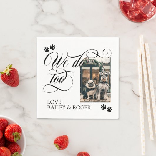 犬渦巻形のの写真と肉球の結婚使用 スタンダードカクテルナプキン (インサイチュ)