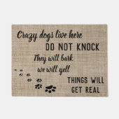 犬熱狂するが家に住んおもしろいでいる ドアマット (正面)