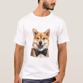 犬犬の蝶ネクタイ Tシャツ (正面)