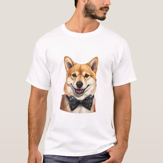 犬犬の蝶ネクタイ Tシャツ (正面)