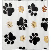犬犬の足のプリントの白を黒くし、日焼けさせて下さい シャワーカーテン (正面)