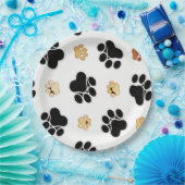 犬犬の足のプリントの白を黒くし、日焼けさせて下さい ペーパープレート (パーティー)