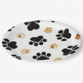 犬犬の足のプリントの白を黒くし、日焼けさせて下さい ペーパープレート (アングル)