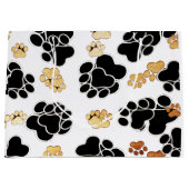 犬犬の足のプリントの白を黒くし、日焼けさせて下さい ラージペーパーバッグ (正面)