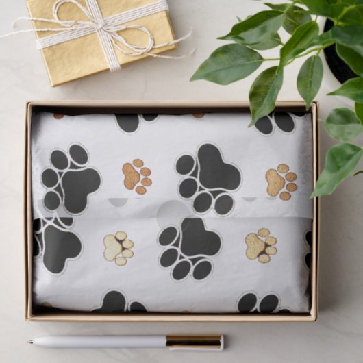 犬犬の足のプリントの白を黒くし、日焼けさせて下さい 薄葉紙 (ギフト)