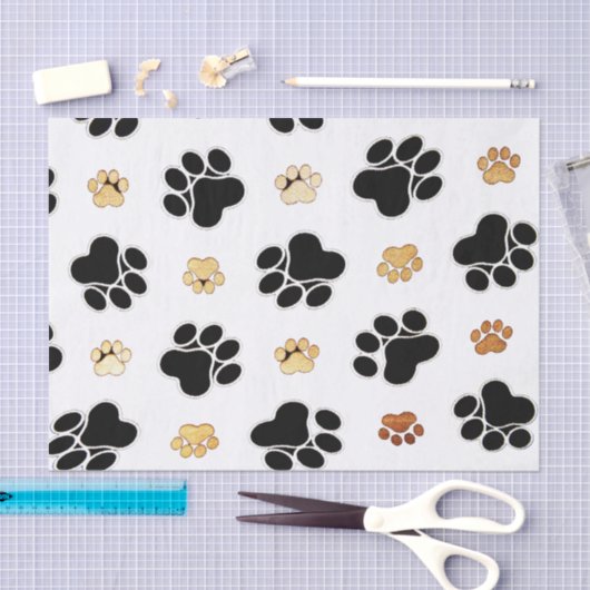 犬犬の足のプリントの白を黒くし、日焼けさせて下さい 薄葉紙 (クラフト)