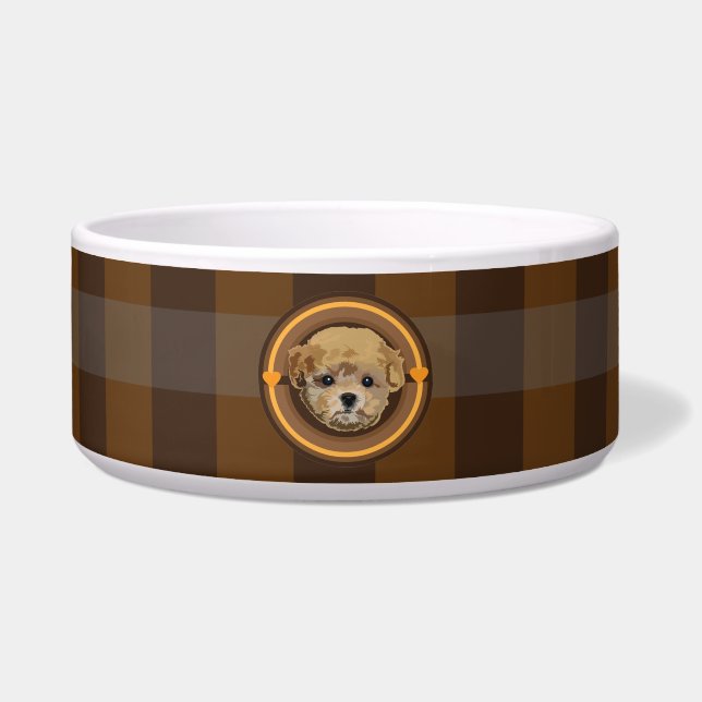 犬犬トイプードル（茶色） ボウル (正面)