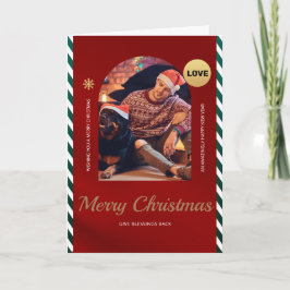 犬独身の付きGuy Christmas Card 5 x 7" サンキューカード