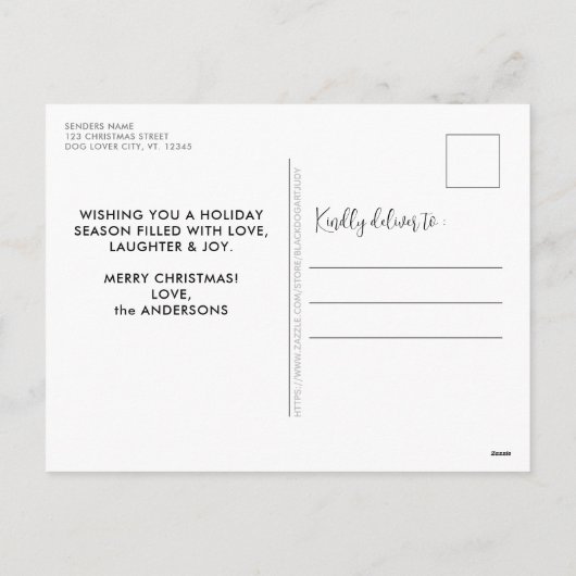 犬猫たちが可愛いクリスマス暖炉で子猫を産む シーズンポストカード (裏面)