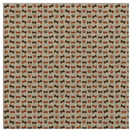 犬猫の動物の手が骨を描く弓の柄 ファブリック