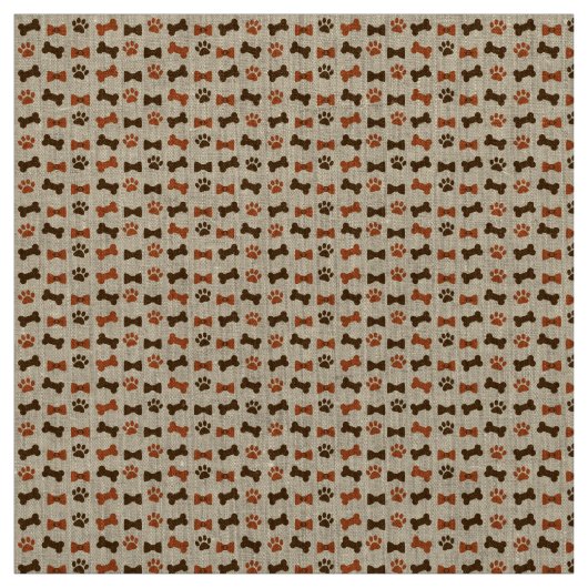 犬猫の動物の手が骨を描く弓の柄 ファブリック (見本)