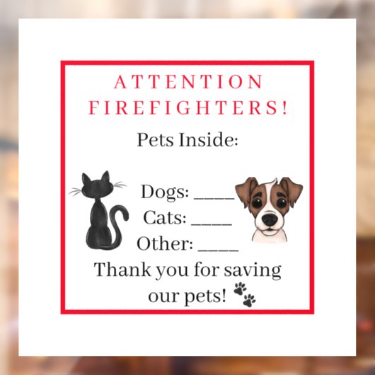 犬猫の場合のペットの安全警報 ウィンドウサイン (シート2)