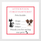 犬猫の場合のペットの安全警報 ウィンドウサイン (シート)