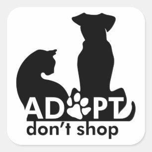 犬猫の買い物をしない スクエアシール