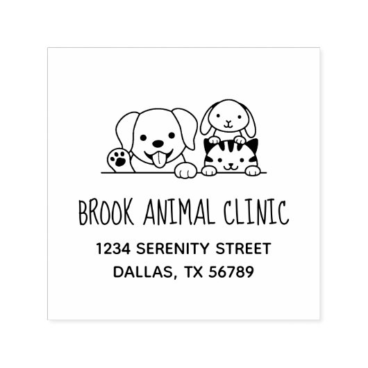 犬猫ウサギ獣医アニマルクリニックの住所 セルフインキングスタンプ (デザイン)