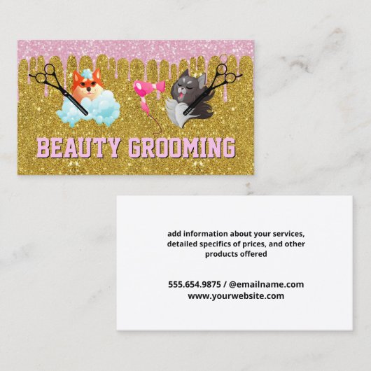 犬猫グルーミングと入浴 名刺 (正面/裏面)