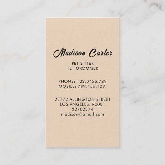 犬猫ペットシーティングサービス名刺 名刺 (裏面)