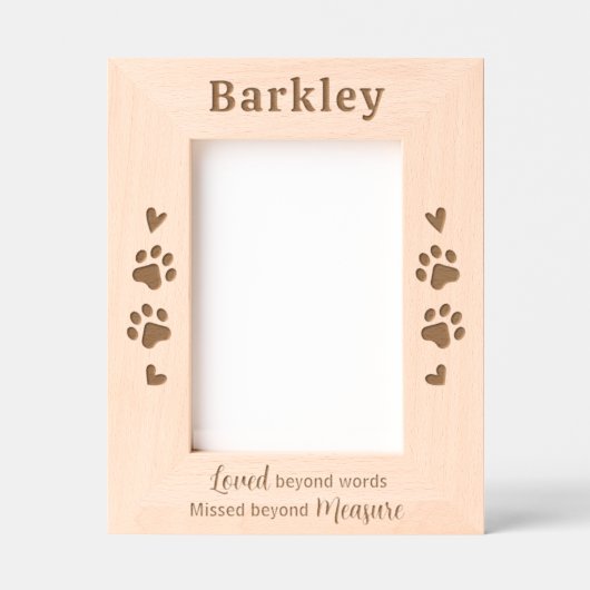 犬猫ペット記念パーソナライズされた木写真 レーザー彫刻フレーム (正面)