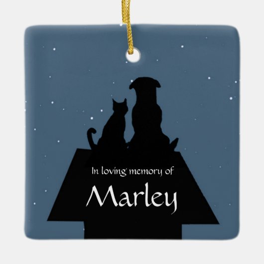 犬猫ペット記念名前をカスタムするスピリチュアル詩 セラミックオーナメント (正面)