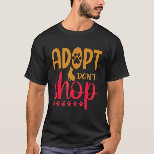 犬猫動物はショッピングを採用しない Tシャツ (正面)