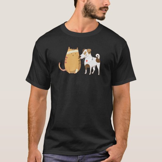 犬猫獣医おもしろい動物ベーター Tシャツ (正面)