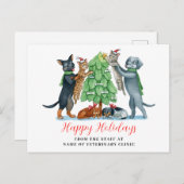 犬猫獣医クリニックのクリスマス シーズンポストカード (正面/裏面)