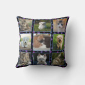 犬猫青パープルピンクの前足でペットの写真をプリント クッション (裏面)