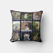 犬猫青パープルピンクの前足でペットの写真をプリント クッション (正面)