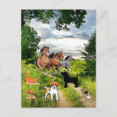 犬猫鶏馬葉書 ポストカード (正面)