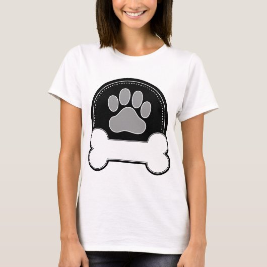 犬用の骨および足 Tシャツ (正面)