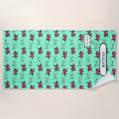 犬用の骨の落書きのスタイルの名前は色のビーチ2を選びます ビーチタオル (正面)