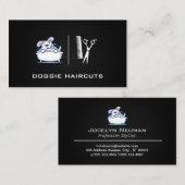 犬用ウォッシュ | トリマー | 黒いメッシュ背景 名刺 (正面/裏面)