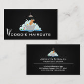 犬用ウォッシュ | トリマー | 黒いメッシュ背景 名刺 (正面/裏面)