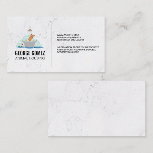 犬用ウォッシュ |ペット座り |大理石 名刺 (正面/裏面)
