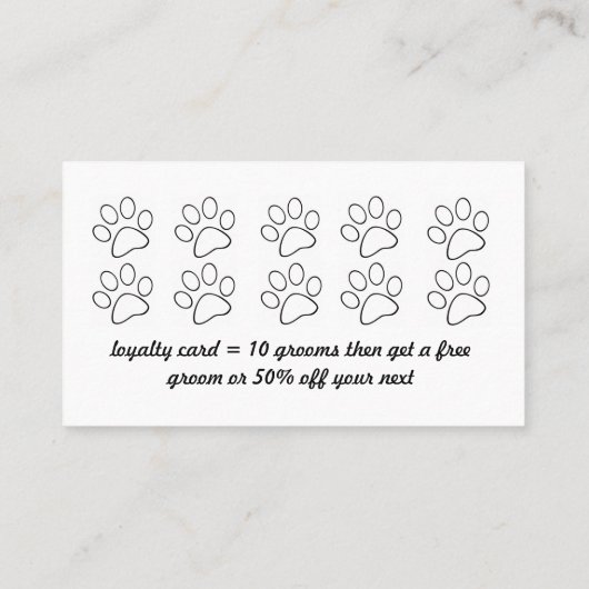 犬用グルーミングロイヤリティカード ロイヤリティカード (裏面)