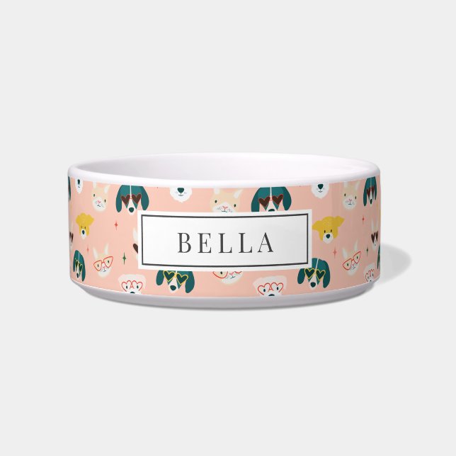犬用サングラス グラス ピンク 名前 ペット ボウル (正面)