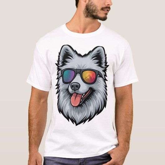 犬用サングラス 山の夕日反射 Tシャツ (正面)