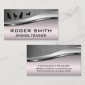 犬用パック | ピンクのメタリックグレーレザー 名刺 (正面/裏面)